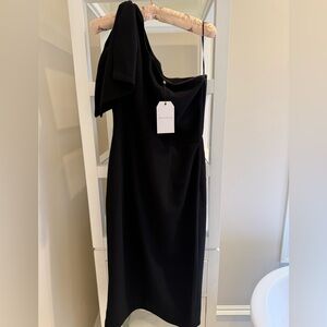 Dress the Population Black One-Shoulder Midi Dress